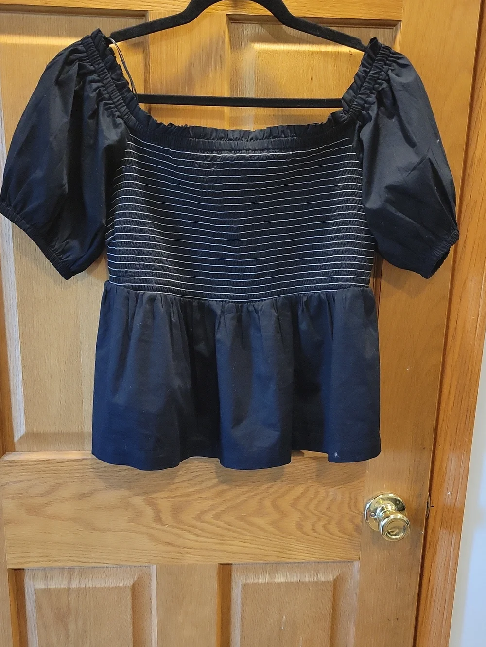 Old Navy Black Smocked Off-Shoulder Peplum Top